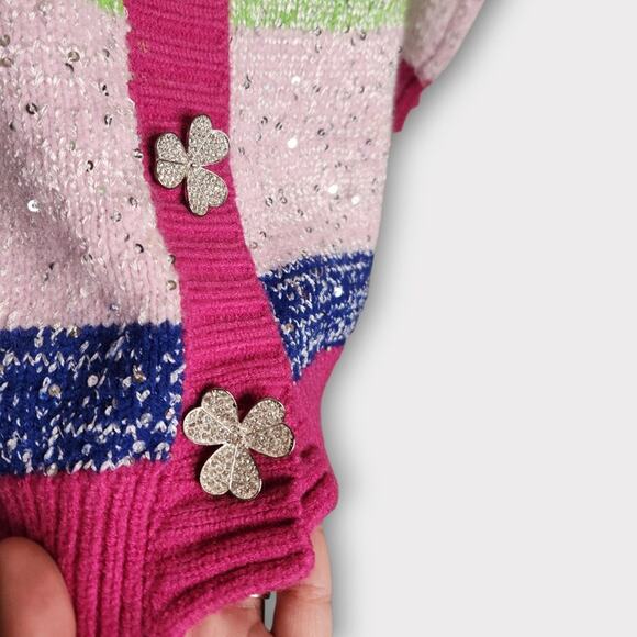 Olivia Rubin Womens Mika Rainbow Stripe Cardigan L Colorful Knitwear - Picture 4 of 10